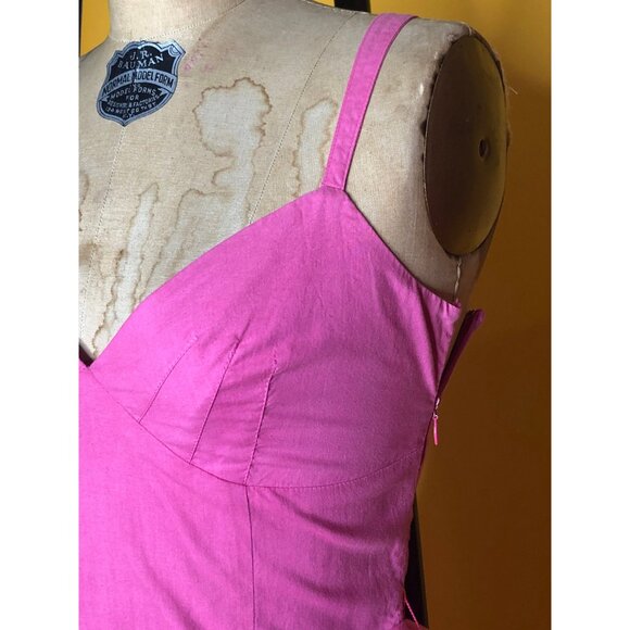 1990s-Y2K Vintage BETSEY JOHNSON NY New York Pink Cotton Sleeveless Dress with K - Picture 4 of 9